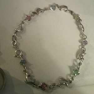 STERLING DOLPHIN +multi SWAROVSKI Bracelet *NEW*
